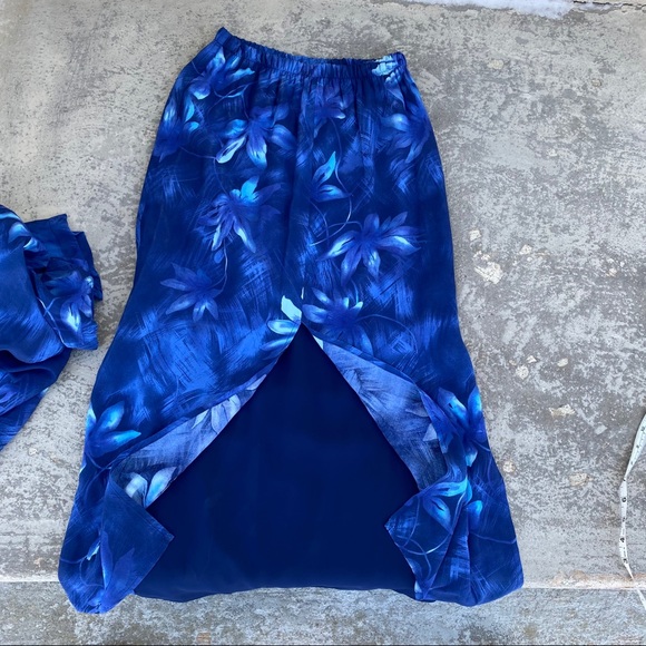 Vintage Cartise Int’l Blue Floral Skirt Set - Picture 10 of 13